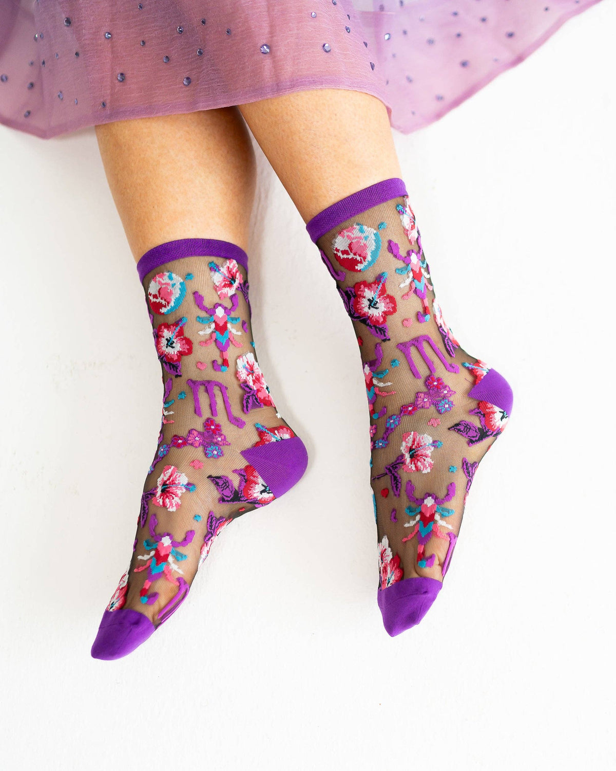 Scorpio Zodiac Black Sheer Crew Sock **