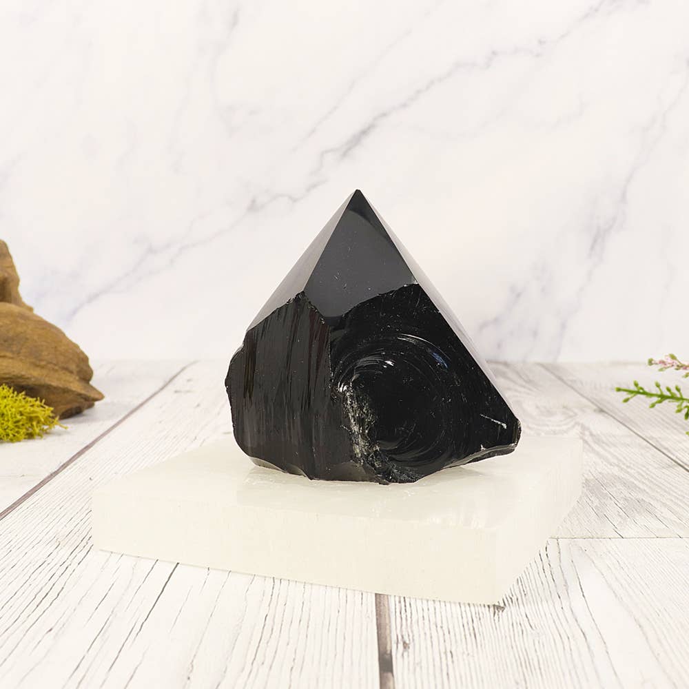 Black Obsidian Natural Base | Polished Protection Stone