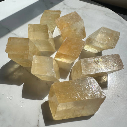 Yellow Calcite Cube | Sacred Geometry for Positivity & Clarity