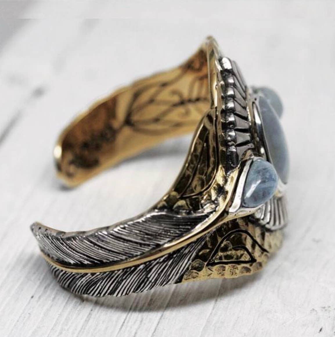 Rebirth Cuff | Moonstone, Sterling Silver & Brass | Bahgsu Jewels