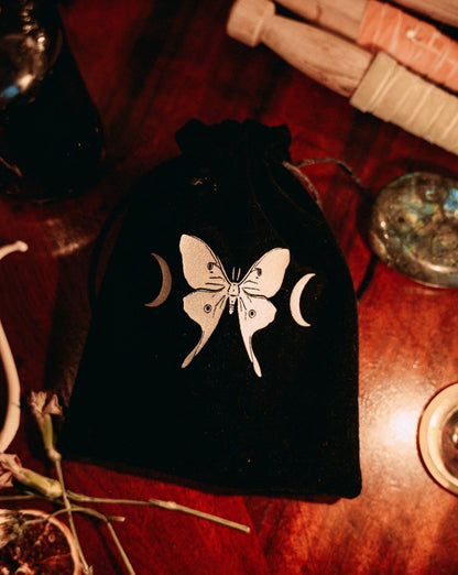 Luna Moth Tarot Pouch | Velvet Deck Storage Bag