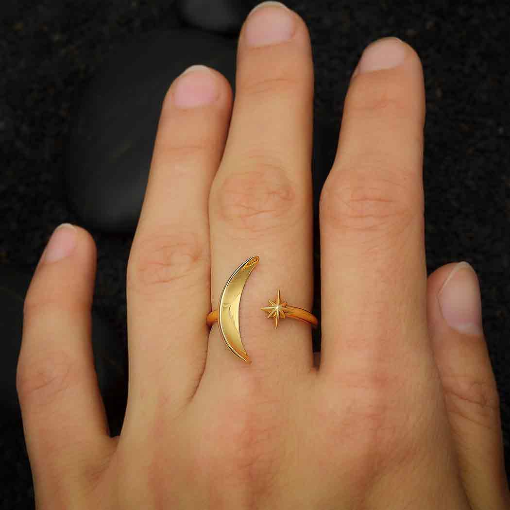 Moon & Star Ring | Recycled Sterling Silver