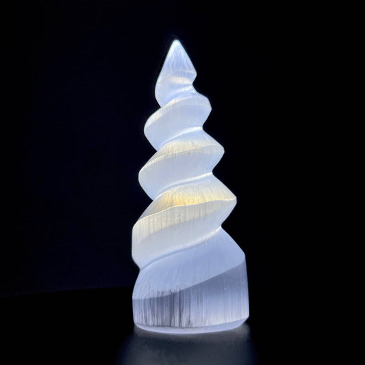 Selenite Unicorn Horn Spiral | Cleansing & Spiritual Growth