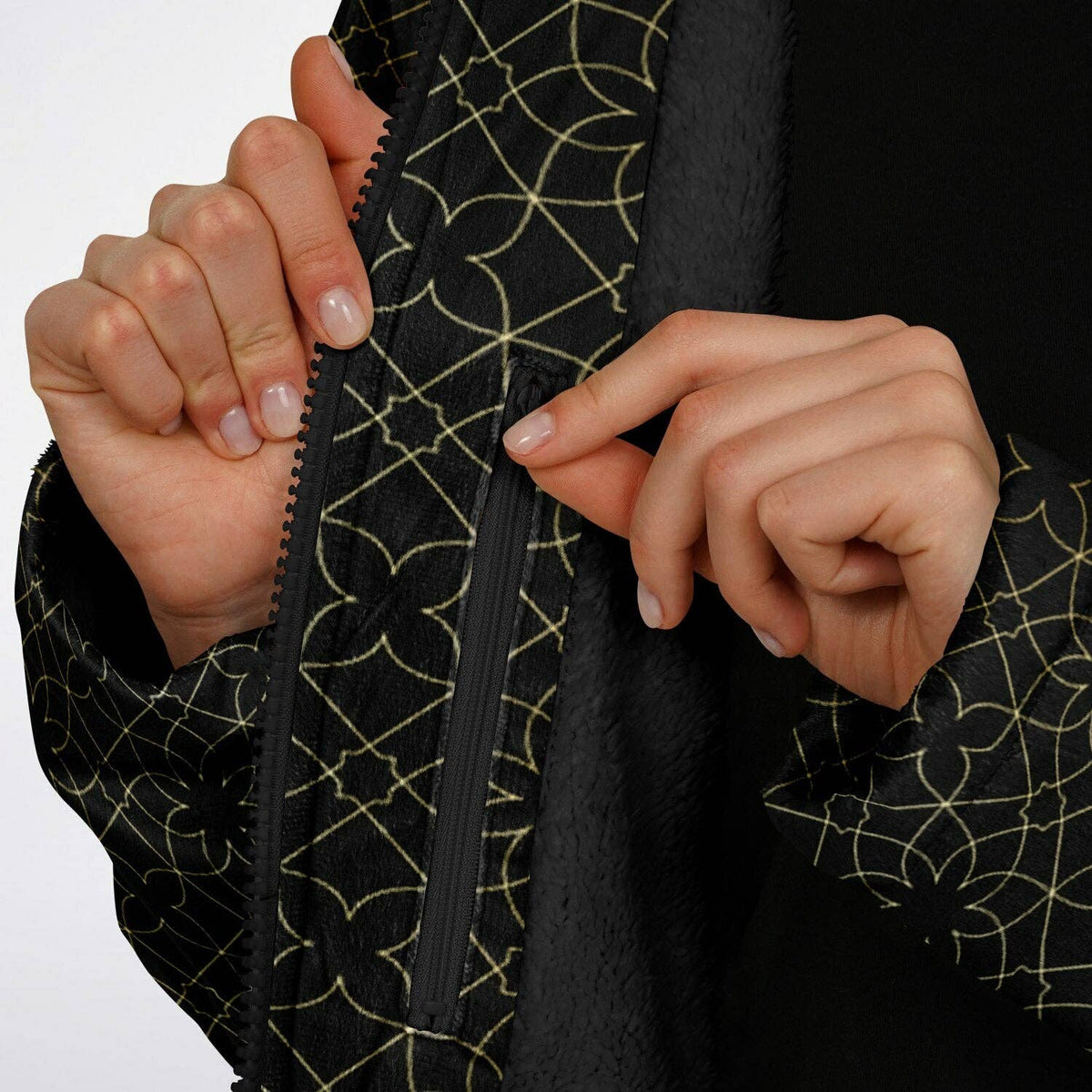 Sacred Geometry Flower Zipper Cloak | Recycled Performance Fleece | Manifestie