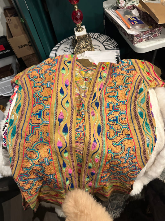 Shipibo Hand Knit Kimono | Hand Embroidered Cotton