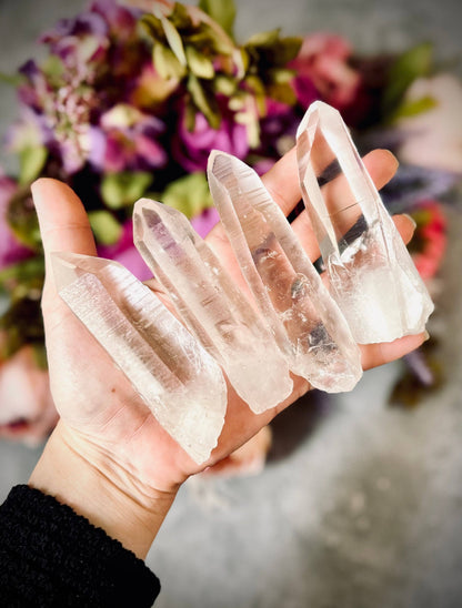 Silver Lemurian Quartz Points from Brazil | Raw Crystal Points