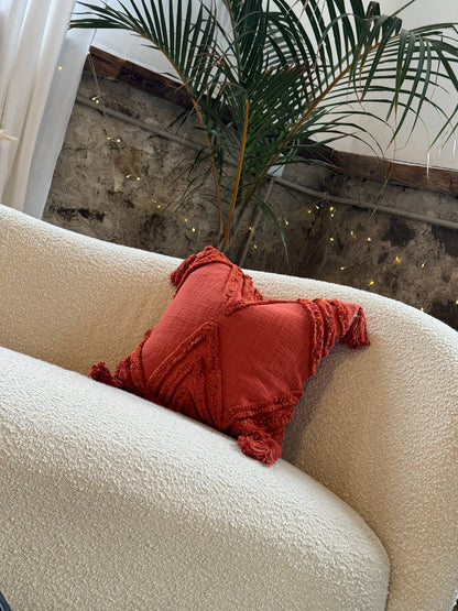 July Textured Pillow | Rust Geometric Cushion Cover