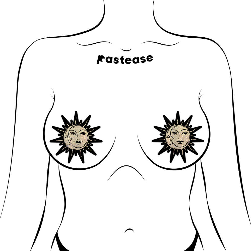 Sunburst Sun & Moon Pasties | Celestial Festival Embellishment