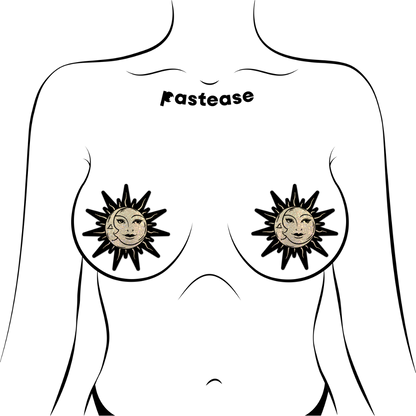 Sunburst Sun & Moon Pasties | Celestial Festival Embellishment
