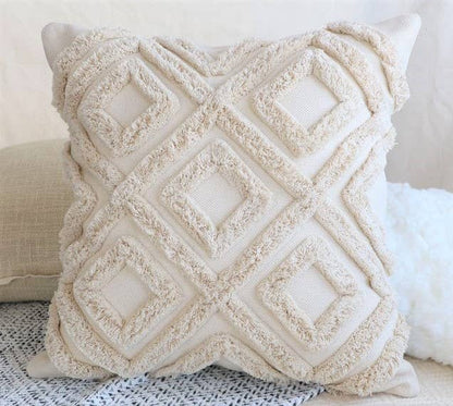 June Tufted Pillow | Ivory Geometric Cushion Cover