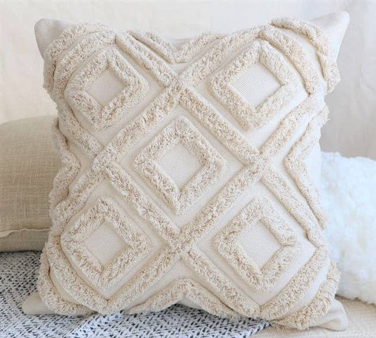 June Tufted Pillow | Ivory Geometric Cushion Cover