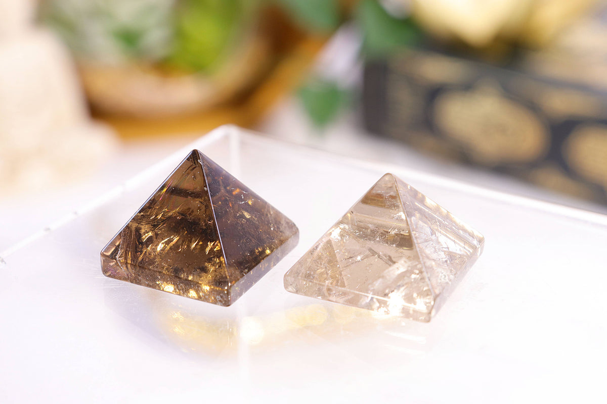 Smoky Quartz Mini Pyramid | Sacred Geometry Meditation Tool
