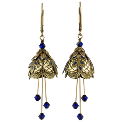 Italian Courtesan Flower Fairy Earrings | Hand-Painted Brass & Swarovski Crystal