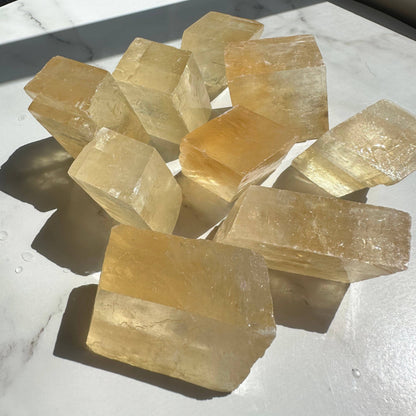 Yellow Calcite Cube | Sacred Geometry for Positivity & Clarity