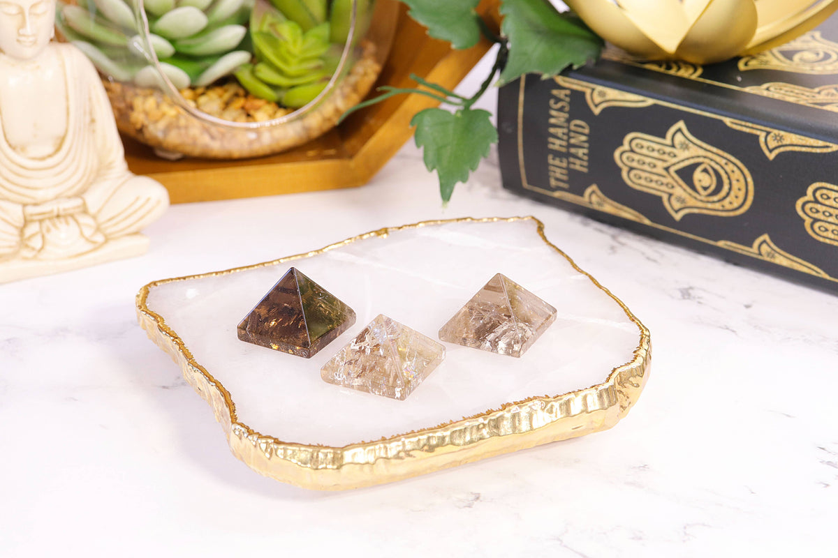 Smoky Quartz Mini Pyramid | Sacred Geometry Meditation Tool