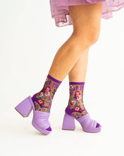 Scorpio Zodiac Black Sheer Crew Sock **