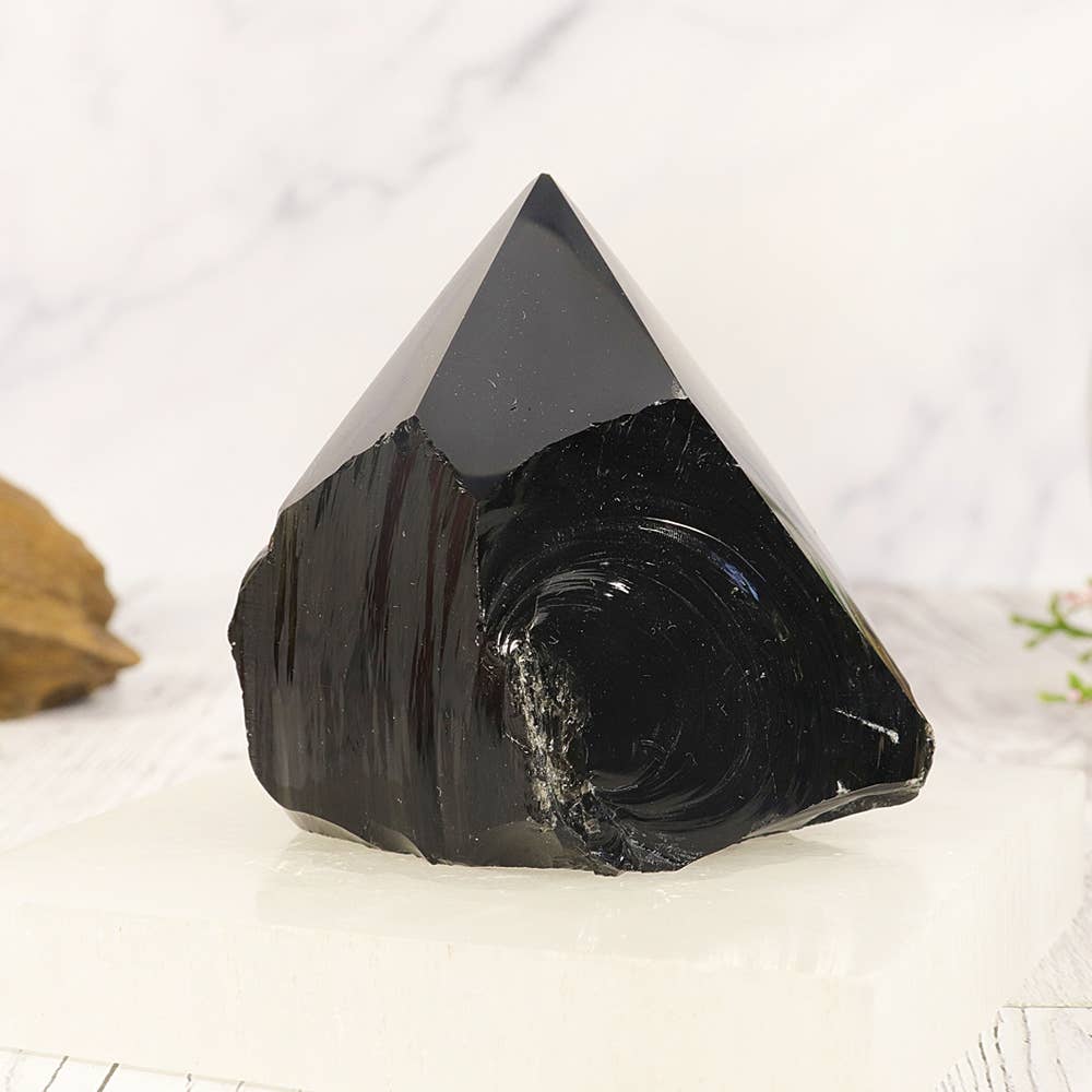 Black Obsidian Natural Base | Polished Protection Stone