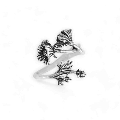 Birth Flower Rings | Sterling Silver Adjustable