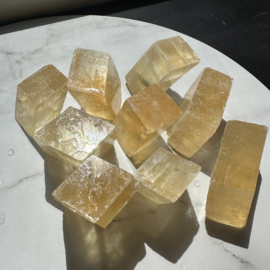 Yellow Calcite Cube | Sacred Geometry for Positivity & Clarity