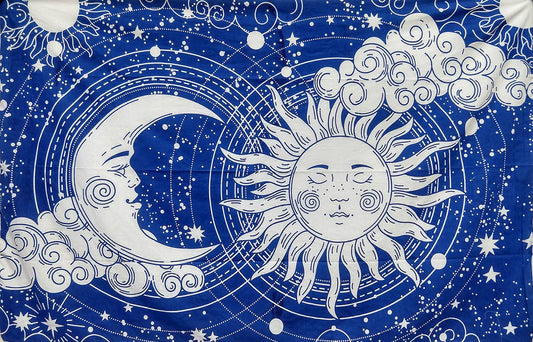Sun Moon Clouds Tapestry | Celestial Boho Wall Hanging
