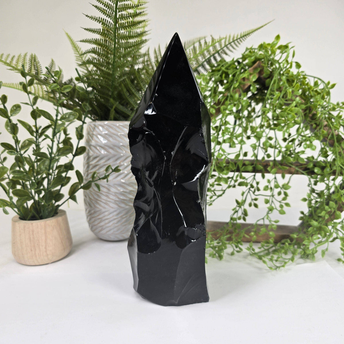 Black Obsidian Semi-Polished Tower | Protection Crystal from Mexico