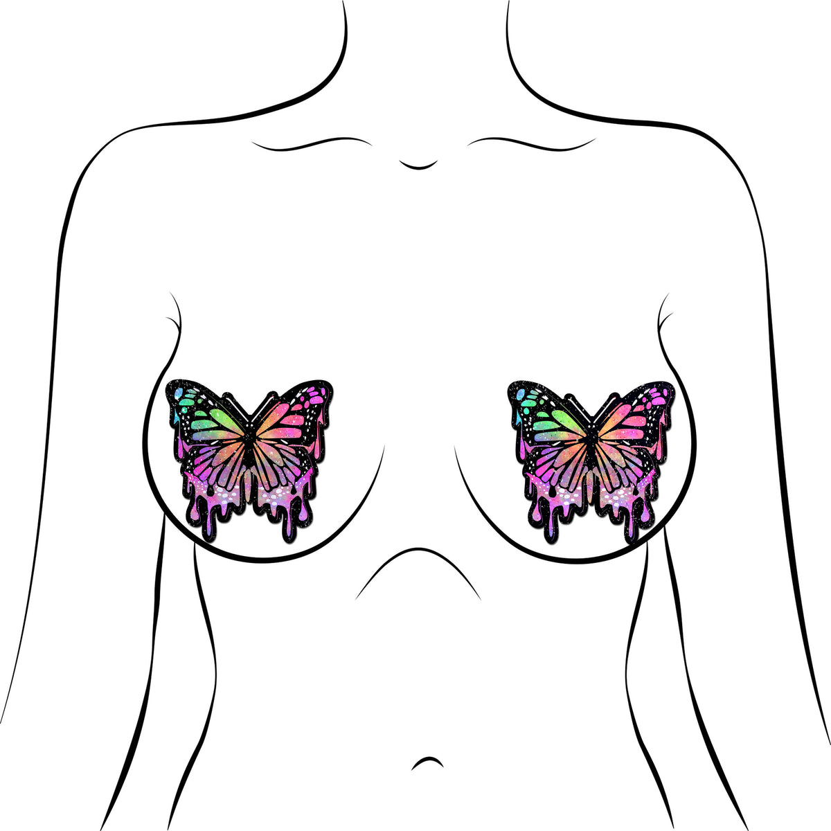 Butterfly Melt Rainbow Pasties | Trippy Festival Embellishment