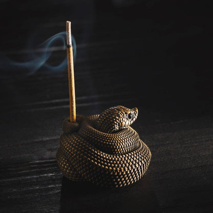 Hognose Snake Incense Holder | Sculptural Brass | Coppertist.Wu