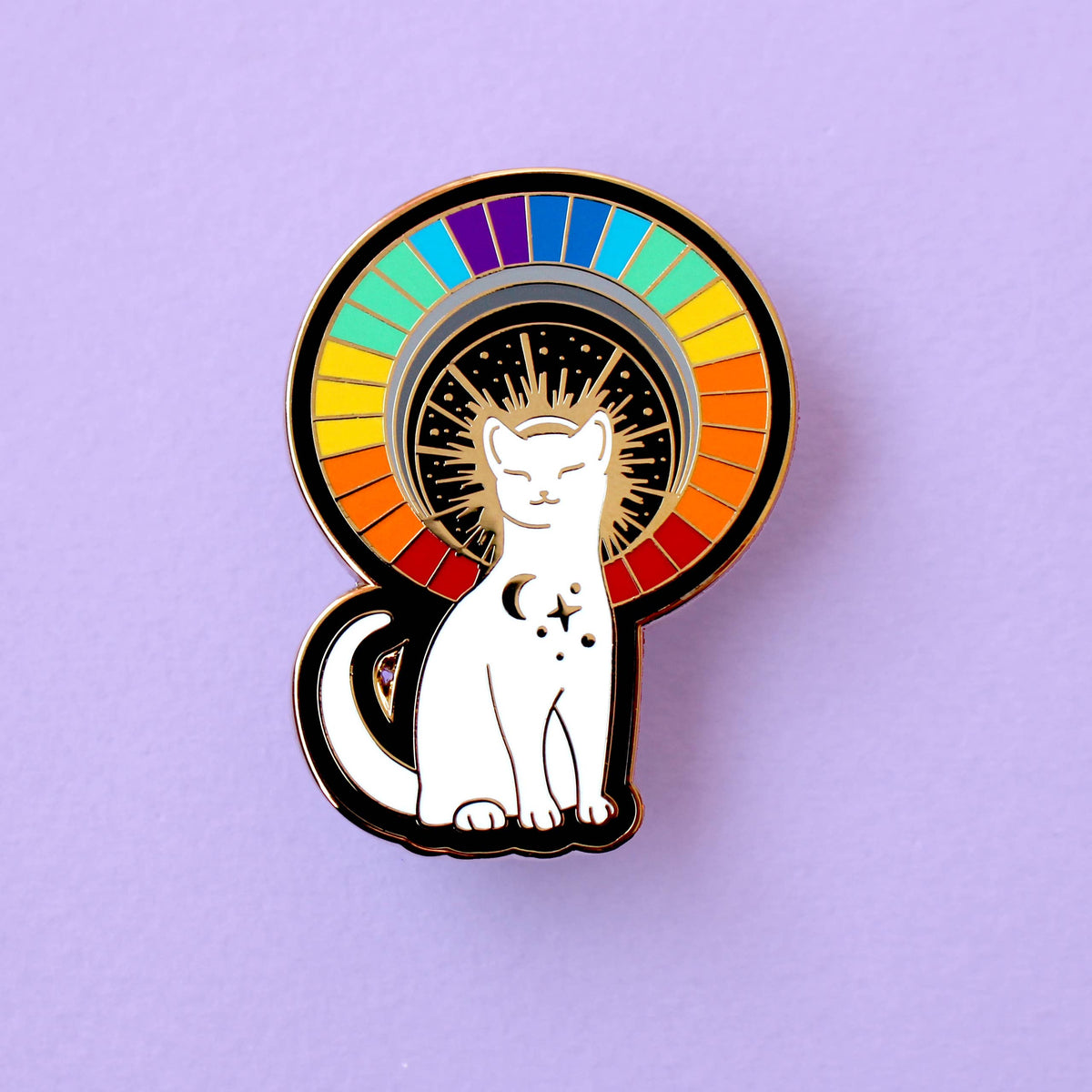 Rainbow Cat Enamel Pin | Colorful Cat Collectible Pin