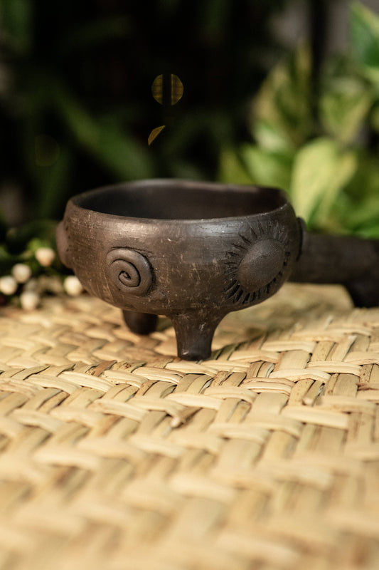 Oaxaca Polished Clay Sahumerio | Traditional Ceremony Copalera