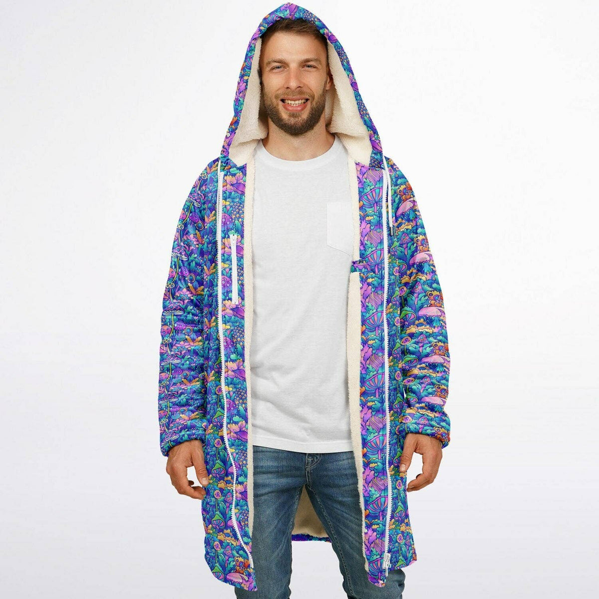 Psychedelic Mushrooms Zipper Cloak | Recycled Performance Fleece | Manifestie