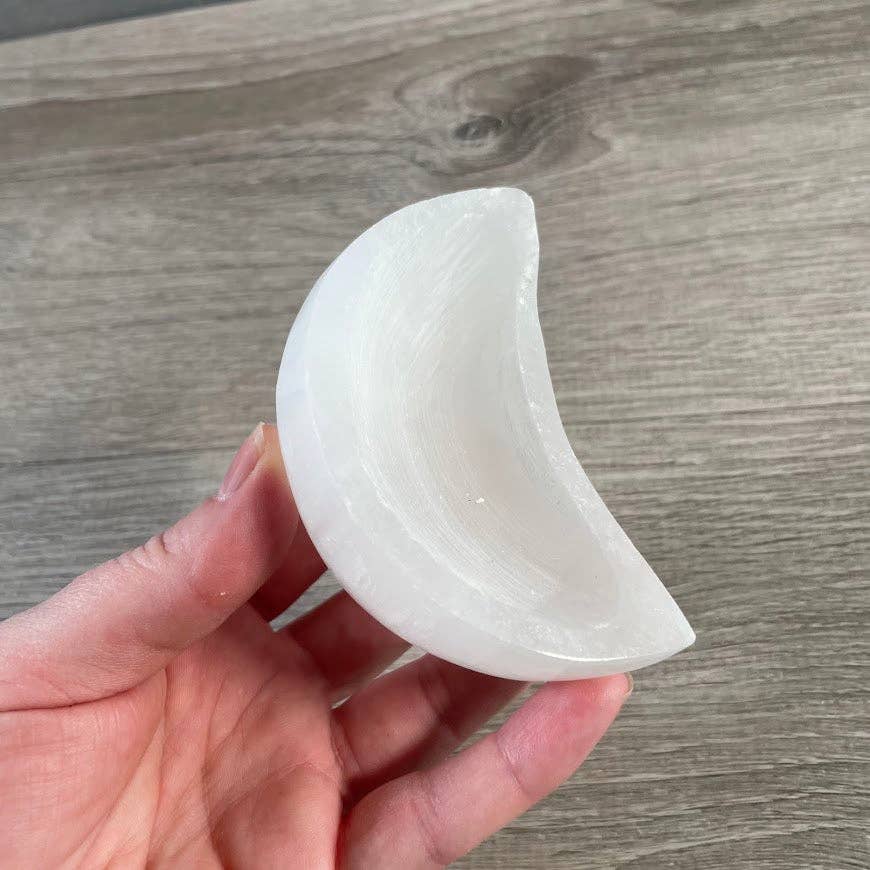 Selenite Heart & Moon Bowls | Crystal Charging Dish