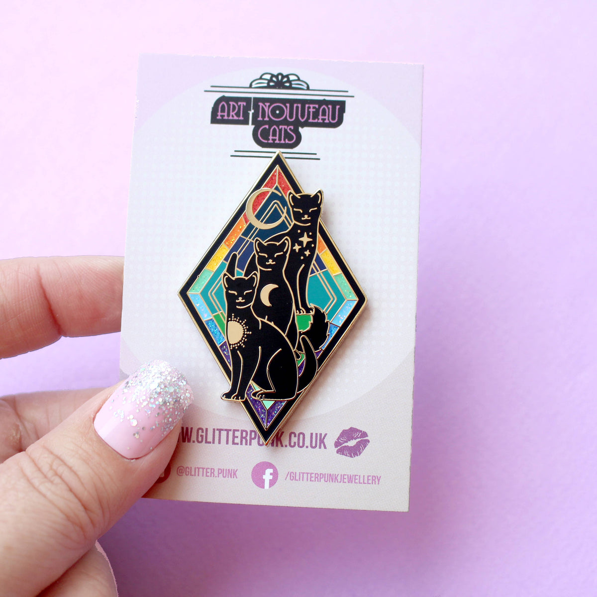 Rainbow Cats Enamel Pin | Art Nouveau Cat Pin