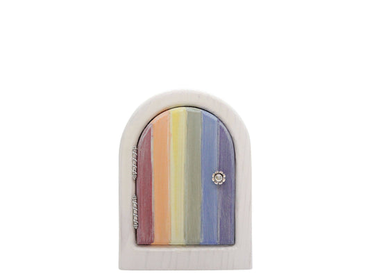 Whimsical Rainbow Fairy Door | Handmade Cedar Fairy Door