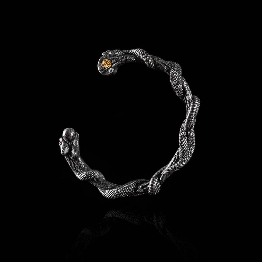 Snake Cuff | Brass with Sterling Silver & Zircon | Coppertist.Wu