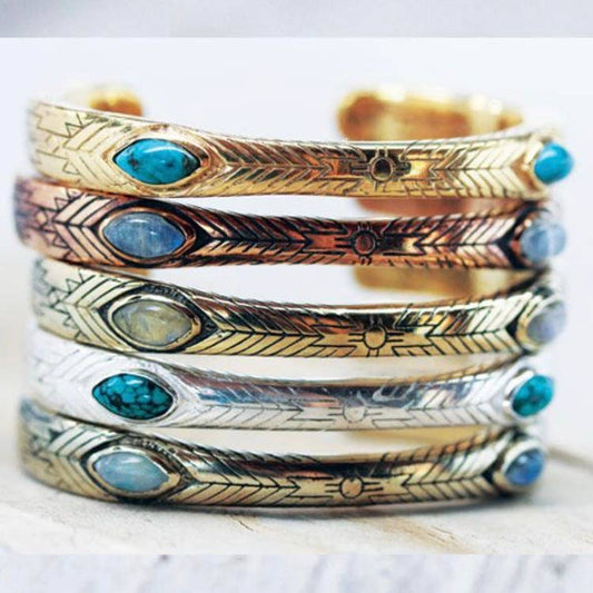 Medicine Wheel Cuff With Moonstone | Moonstone, Indian Silver | Bahgsu Jewels