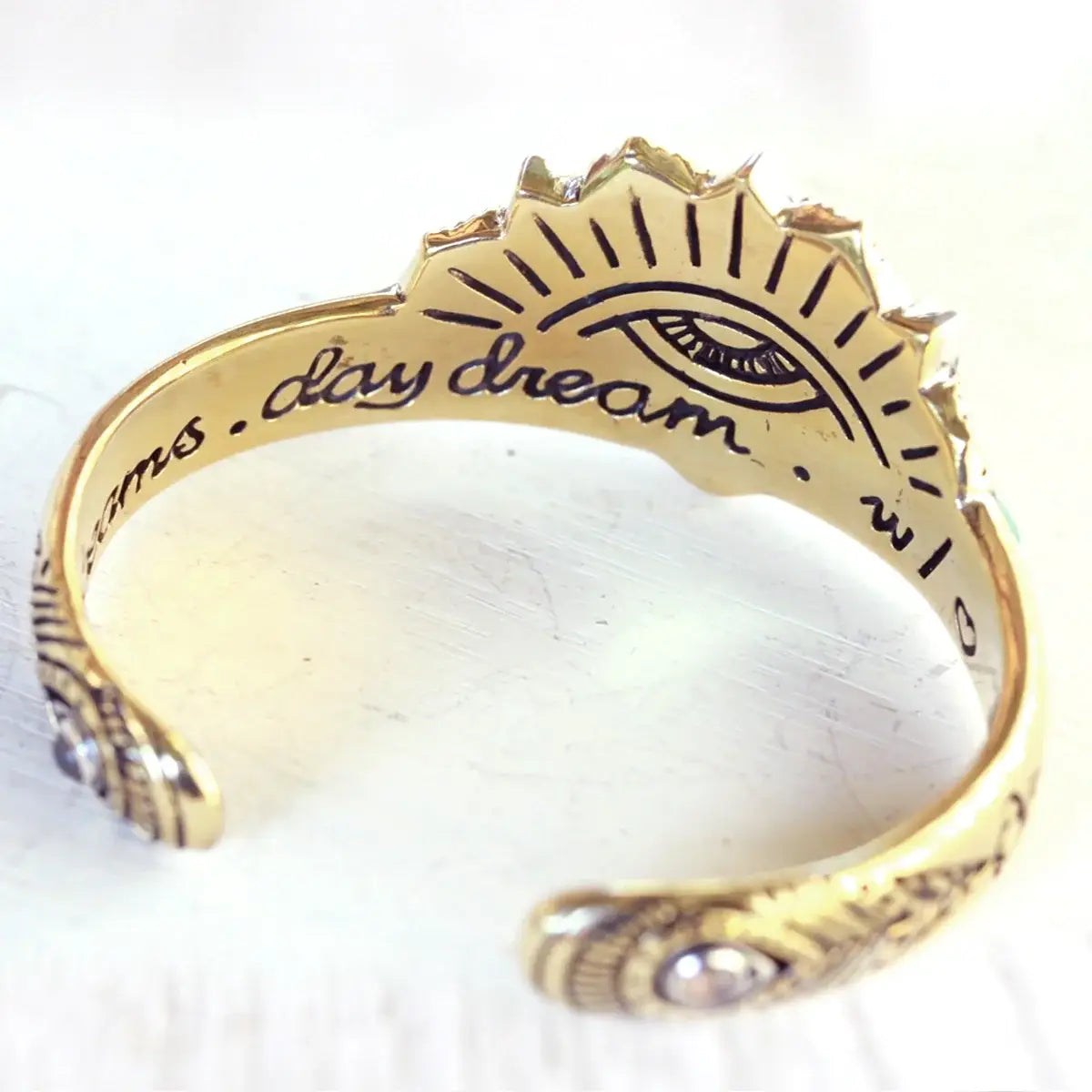 Sunbeam Cuff | Moonstone, Brass with Sterling Silver | Bahgsu Jewels