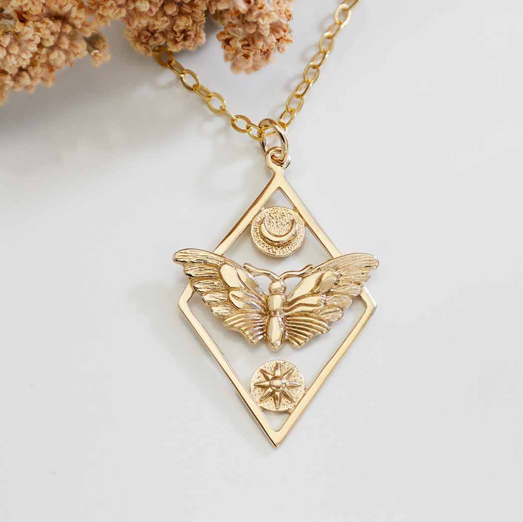 Geometric Moth Necklace | Sterling Silver