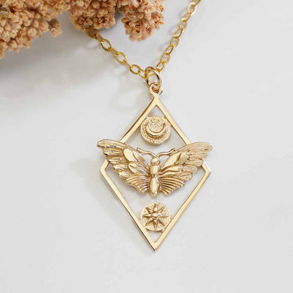 Geometric Moth Necklace | Sterling Silver