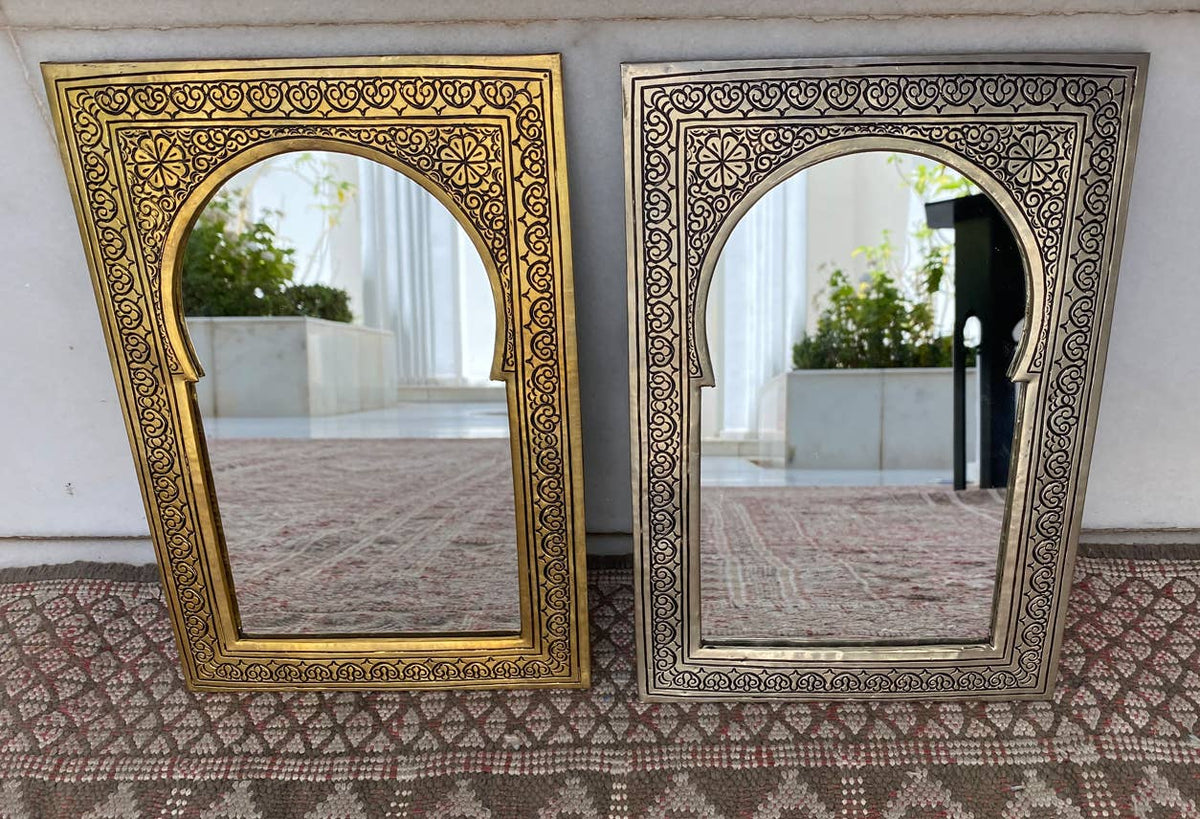 Moroccan Brass Mirror | Hand Embossed Decorative Mirror