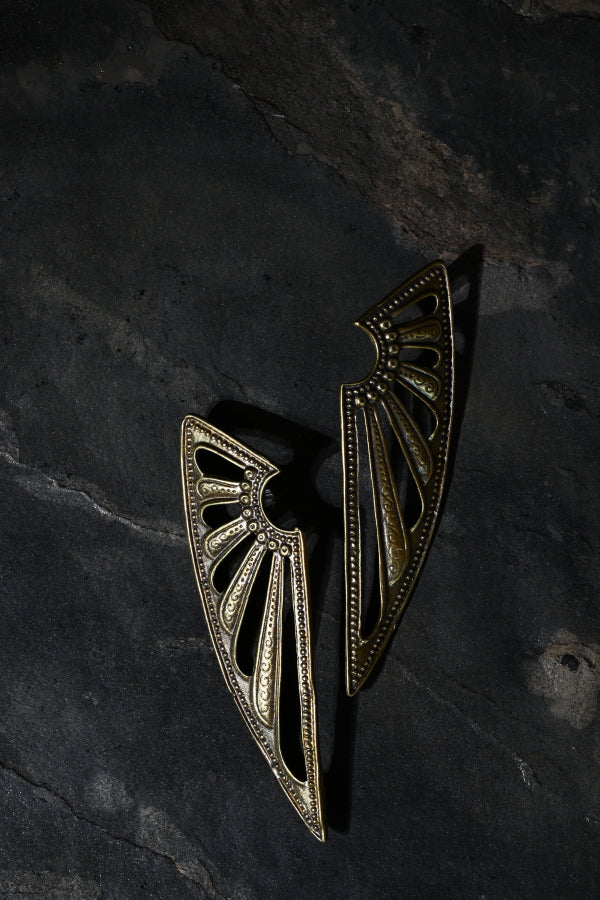 Deco Wing Earrings | Gold Patina | Alkemie Jewelry