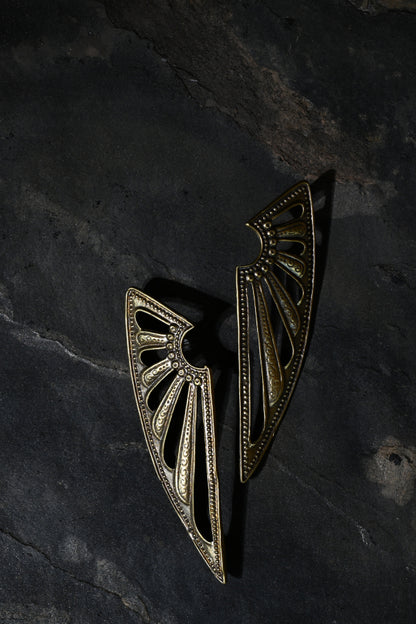 Deco Wing Earrings | Gold Patina | Alkemie Jewelry