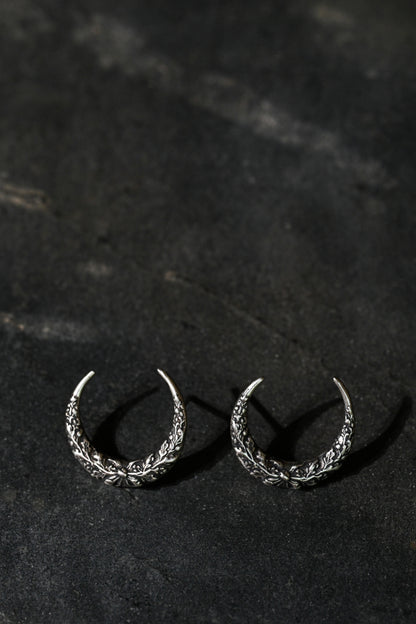 Moon Stud Earrings | Reclaimed Sterling Silver | Alkemie Jewelry