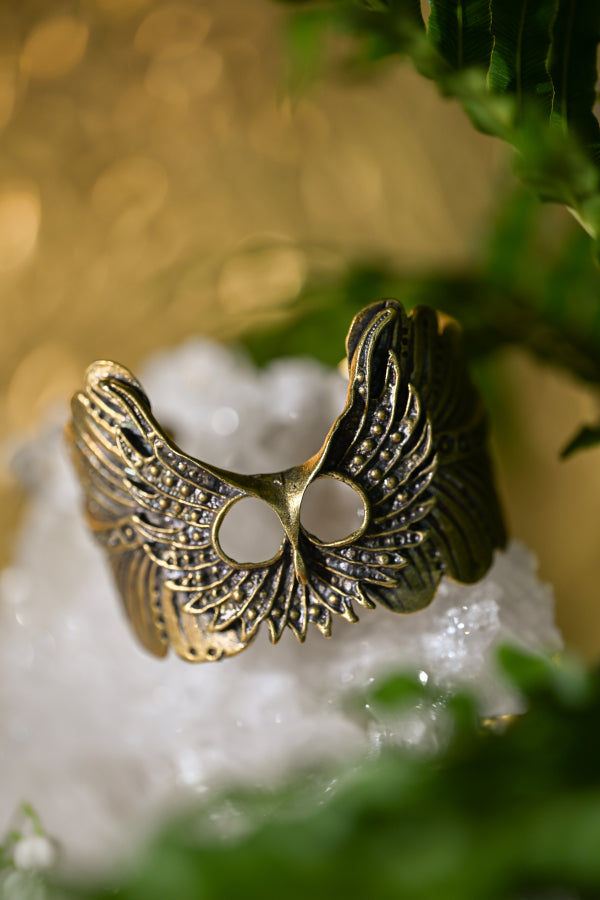 Owl Mask Cuff | Gold Patina | Alkemie Jewelry