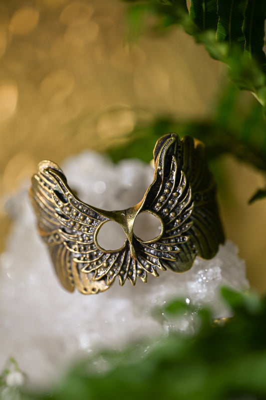Owl Mask Cuff | Gold Patina | Alkemie Jewelry
