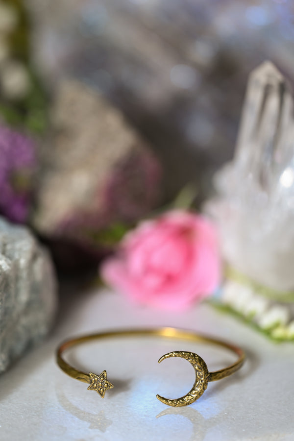 Moon & Star Bangle | Gold Patina | Alkemie Jewelry