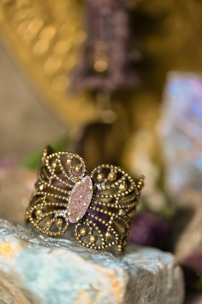 French Buckle Druzy Cuff | Gold Patina | Alkemie Jewelry