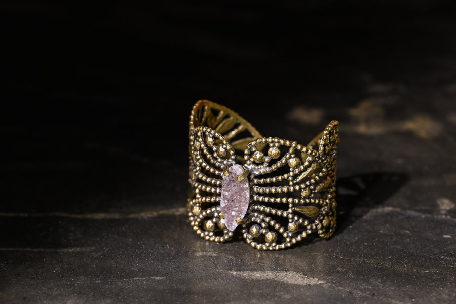 French Buckle Druzy Cuff | Gold Patina | Alkemie Jewelry
