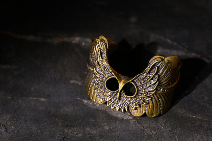 Owl Mask Cuff | Gold Patina | Alkemie Jewelry