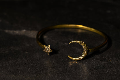 Moon & Star Bangle | Gold Patina | Alkemie Jewelry