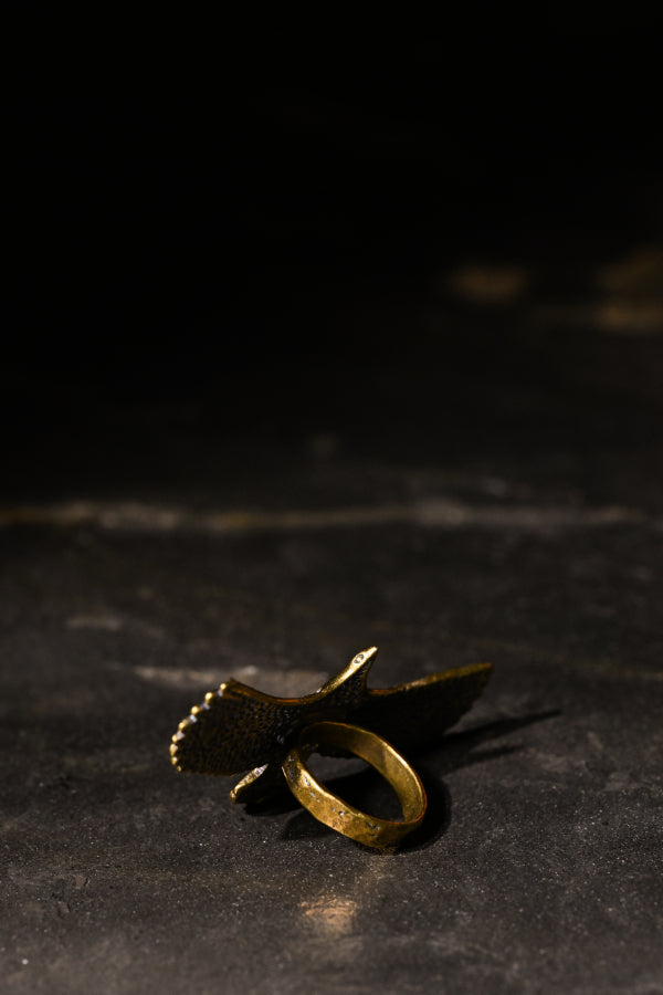 Bird Landing Ring | Gold Patina | Alkemie Jewelry